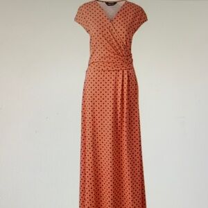 Lands' End Coral and Black Maxi Dress